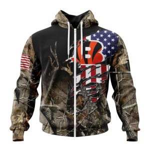 Customized NFL Cincinnati Bengals Special Camo Realtree Hunting Unisex Zip Hoodie TZH0241