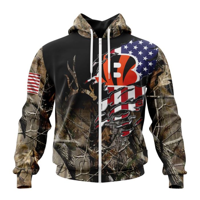 Customized NFL Cincinnati Bengals Special Camo Realtree Hunting Unisex Zip Hoodie TZH0241