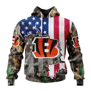 Customized NFL Cincinnati Bengals USA Flag Camo Realtree Hunting Unisex Hoodie TH0938