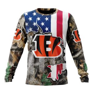 Customized NFL Cincinnati Bengals USA Flag Camo Realtree Hunting Unisex Sweatshirt SWS075