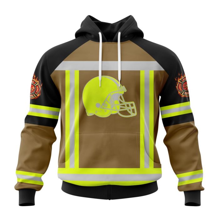 Customized NFL Cleveland Browns Special Firefighter Uniform Design Unisex Hoodie TH0943