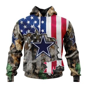 Customized NFL Dallas Cowboys USA Flag Camo Realtree Hunting Unisex Hoodie TH0948