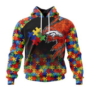 Customized NFL Denver Broncos Autism Awareness Design Unisex Hoodie TH0951