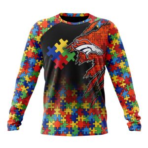 Customized NFL Denver Broncos Autism Awareness Design Unisex Sweatshirt SWS088