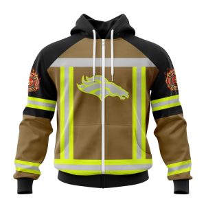 Customized NFL Denver Broncos Special Firefighter Uniform Design Unisex Zip Hoodie TZH0261