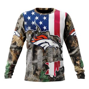 Customized NFL Denver Broncos USA Flag Camo Realtree Hunting Unisex Sweatshirt SWS093
