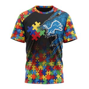 Customized NFL Detroit Lions Autism Awareness Design Unisex Tshirt TS2811