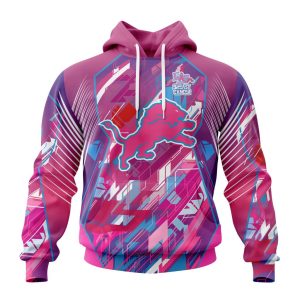 Customized NFL Detroit Lions I Pink I Can Fearless Again Breast Cancer Unisex Hoodie TH0958
