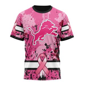 Customized NFL Detroit Lions I Pink I Can! In October We Wear Pink Breast Cancer Unisex Tshirt TS2813
