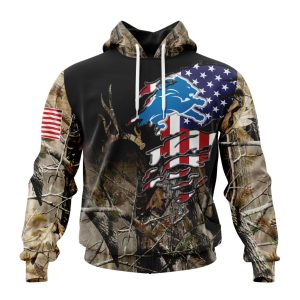 Customized NFL Detroit Lions Special Camo Realtree Hunting Unisex Hoodie TH0960
