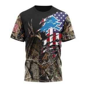 Customized NFL Detroit Lions Special Camo Realtree Hunting Unisex Tshirt TS2814