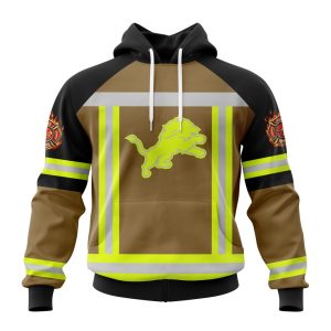 Customized NFL Detroit Lions Special Firefighter Uniform Design Unisex Hoodie TH0961