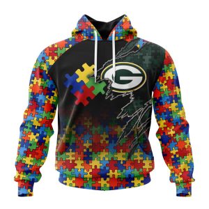 Customized NFL Green Bay Packers Autism Awareness Design Unisex Hoodie TH0963