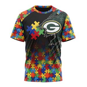 Customized NFL Green Bay Packers Autism Awareness Design Unisex Tshirt TS2817