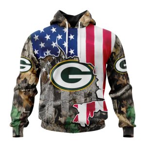 Customized NFL Green Bay Packers USA Flag Camo Realtree Hunting Unisex Hoodie TH0968