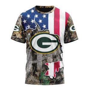 Customized NFL Green Bay Packers USA Flag Camo Realtree Hunting Unisex Tshirt TS2822