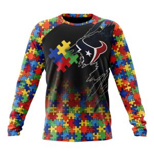 Customized NFL Houston Texans Autism Awareness Design Unisex Sweatshirt SWS106