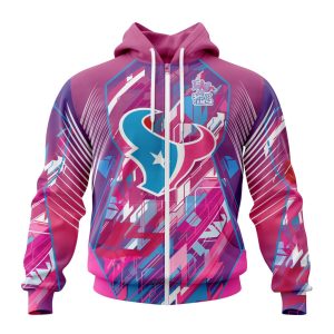 Customized NFL Houston Texans I Pink I Can Fearless Again Breast Cancer Unisex Zip Hoodie TZH0276