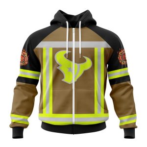 Customized NFL Houston Texans Special Firefighter Uniform Design Unisex Zip Hoodie TZH0279