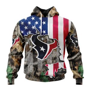 Customized NFL Houston Texans USA Flag Camo Realtree Hunting Unisex Hoodie TH0974