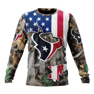 Customized NFL Houston Texans USA Flag Camo Realtree Hunting Unisex Sweatshirt SWS111