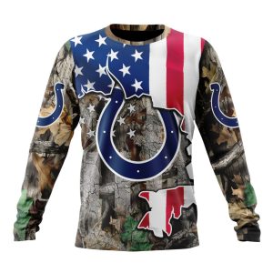 Customized NFL Indianapolis Colts USA Flag Camo Realtree Hunting Unisex Sweatshirt SWS117