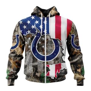 Customized NFL Indianapolis Colts USA Flag Camo Realtree Hunting Unisex Zip Hoodie TZH0286