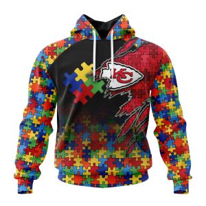 Customized NFL Kansas City Chiefs Autism Awareness Design Unisex Hoodie TH0987