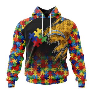 Customized NFL Los Angeles Chargers Autism Awareness Design Unisex Hoodie TH0999