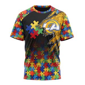 Customized NFL Los Angeles Rams Autism Awareness Design Unisex Tshirt TS2859