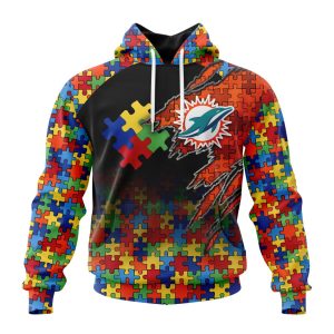 Customized NFL Miami Dolphins Autism Awareness Design Unisex Hoodie TH1011