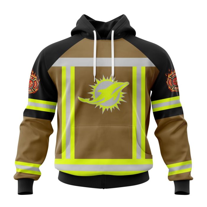 Customized NFL Miami Dolphins Special Firefighter Uniform Design Unisex Hoodie TH1015