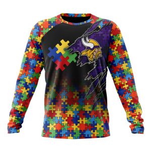 Customized NFL Minnesota Vikings Autism Awareness Design Unisex Sweatshirt SWS154