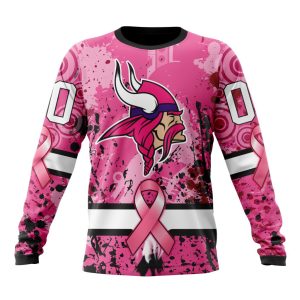 Customized NFL Minnesota Vikings I Pink I Can! In October We Wear Pink Breast Cancer Unisex Sweatshirt SWS156