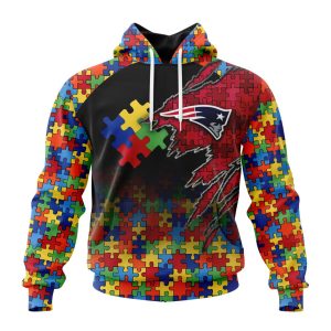 Customized NFL New England Patriots Autism Awareness Design Unisex Hoodie TH1023