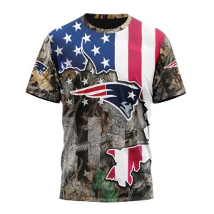 Customized NFL New England Patriots USA Flag Camo Realtree Hunting Unisex Tshirt TS2882