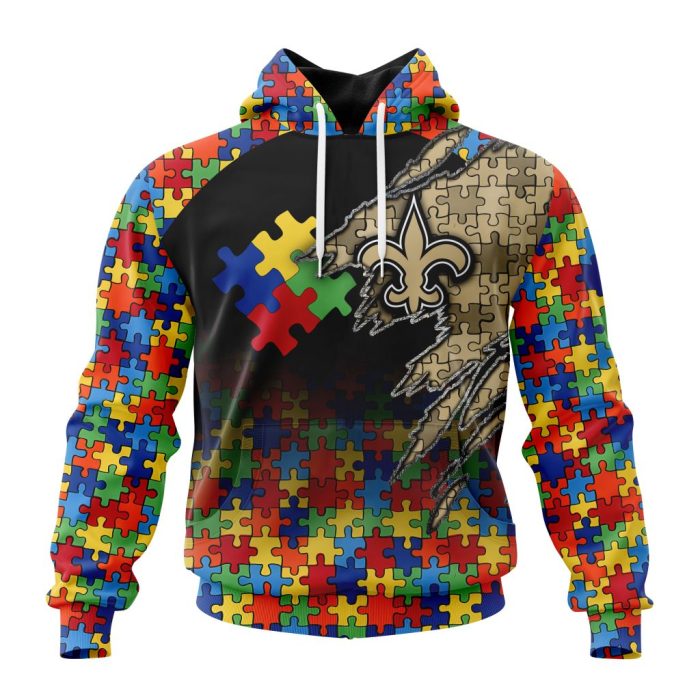 Customized NFL New Orleans Saints Autism Awareness Design Unisex Hoodie TH1029