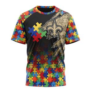 Customized NFL New Orleans Saints Autism Awareness Design Unisex Tshirt TS2883