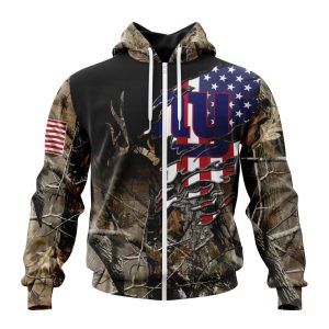Customized NFL New York Giants Special Camo Realtree Hunting Unisex Zip Hoodie TZH0344