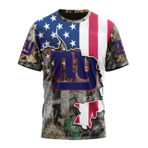 Customized NFL New York Giants USA Flag Camo Realtree Hunting Unisex Tshirt TS2894