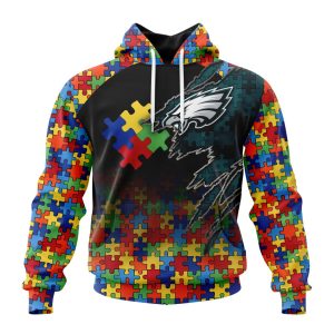 Customized NFL Philadelphia Eagles Autism Awareness Design Unisex Hoodie TH1047