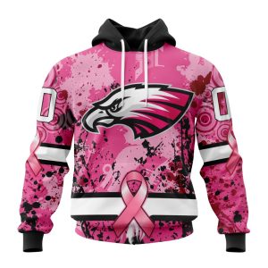 Customized NFL Philadelphia Eagles I Pink I Can! In October We Wear Pink Breast Cancer Unisex Hoodie TH1049