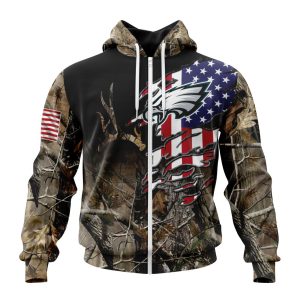 Customized NFL Philadelphia Eagles Special Camo Realtree Hunting Unisex Zip Hoodie TZH0356
