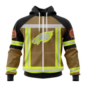 Customized NFL Philadelphia Eagles Special Firefighter Uniform Design Unisex Zip Hoodie TZH0357