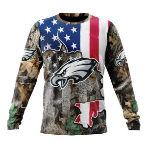 Customized NFL Philadelphia Eagles USA Flag Camo Realtree Hunting Unisex Sweatshirt SWS189