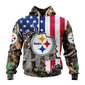 Customized NFL Pittsburgh Steelers USA Flag Camo Realtree Hunting Unisex Hoodie TH1058