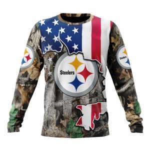 Customized NFL Pittsburgh Steelers USA Flag Camo Realtree Hunting Unisex Sweatshirt SWS195