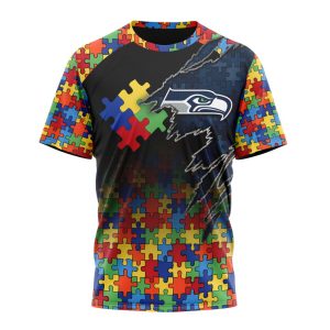 Customized NFL Seattle Seahawks Autism Awareness Design Unisex Tshirt TS2919