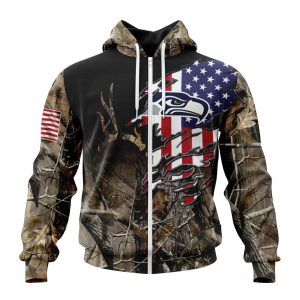 Customized NFL Seattle Seahawks Special Camo Realtree Hunting Unisex Zip Hoodie TZH0374