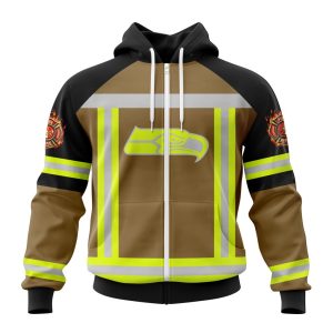 Customized NFL Seattle Seahawks Special Firefighter Uniform Design Unisex Zip Hoodie TZH0375